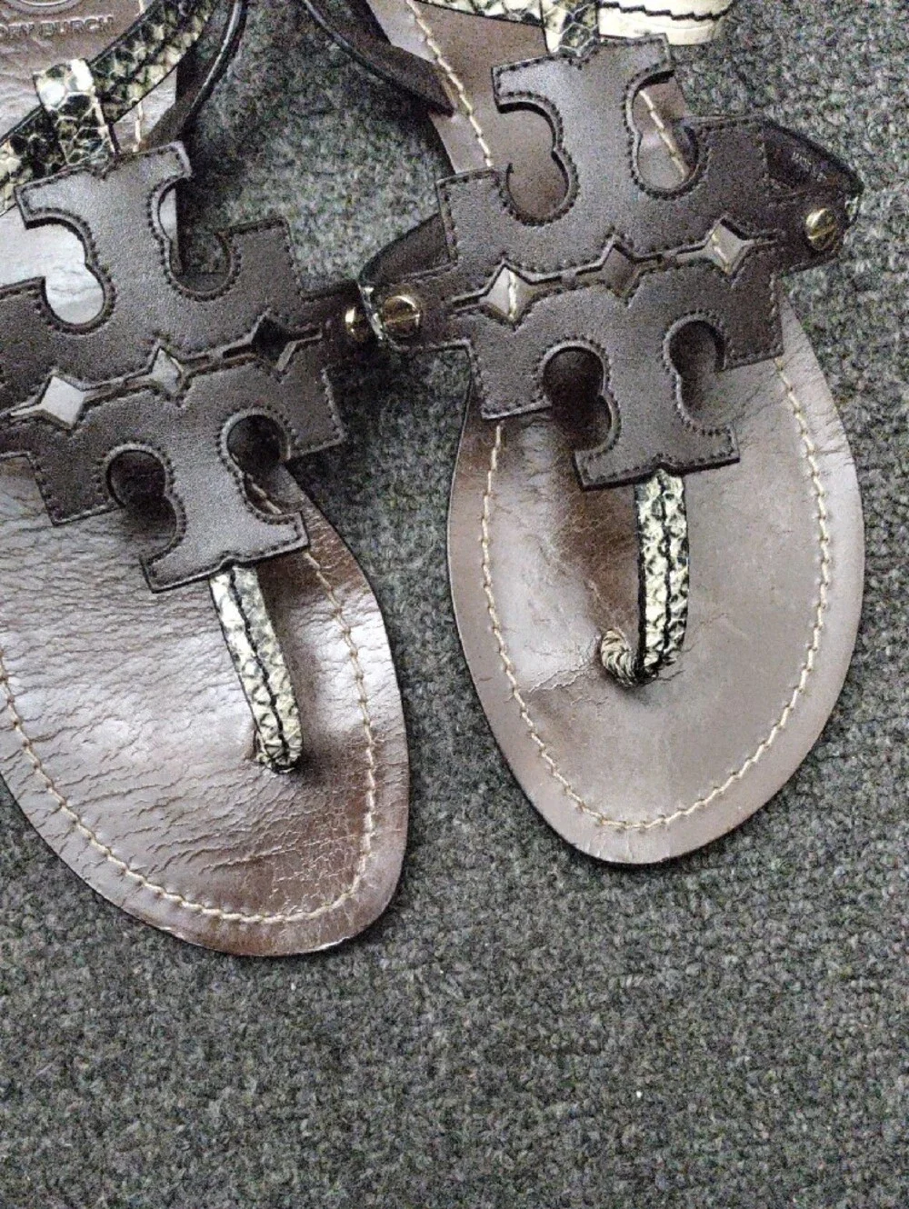 Tory Burch Phoebe Chandler Snake Print Leather Sandals